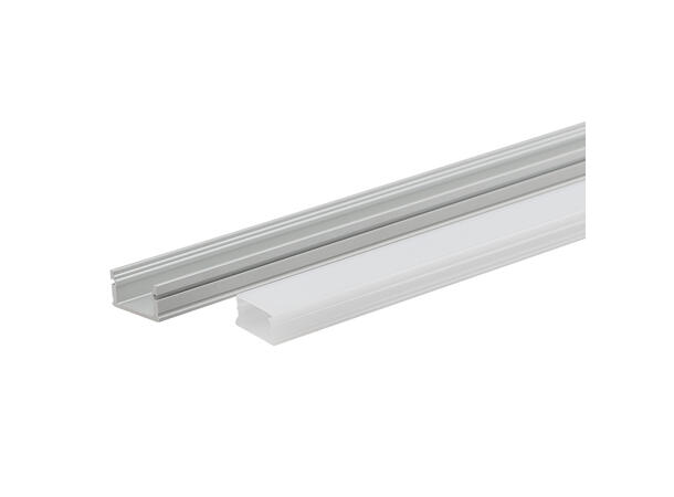 SBL Aluprofil  19,6x18,9mm, IP65 Med melkehvitt deksel. Endestykker inkl.